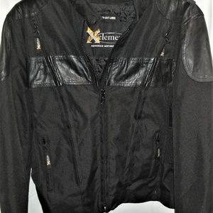 Leather/fabric MOTO jacket w/removable liner